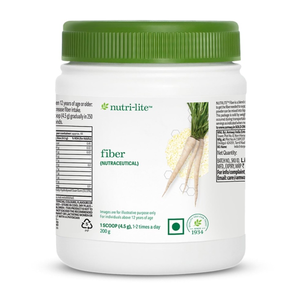 AMWAY Nutrilite Fiber Powder – 200gm Nutraceutical Supplement for Digestive Health | Daily Soluble Fiber | Supports Gut & Blood Sugar | Neutral Taste |