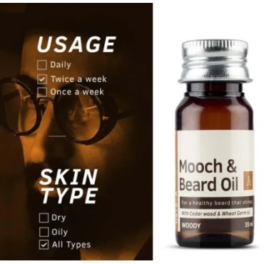 Ustraa Mooch & Beard Oil - Woody (Pack of 1 x 35 ml)