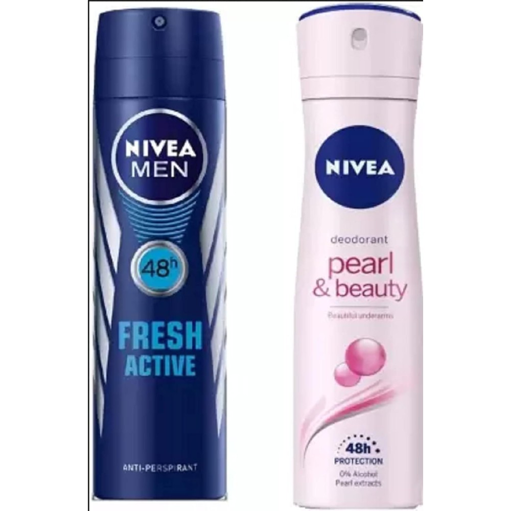 NIVEA Men deo women deo men deo fresh active and pearl and beauty deorant for men deo Body Spray - For Men & Women (300 ml, Pack of 2 NIVEA Men deo women deo men deo fresh active and pearl and beauty deorant for men deo Body Spray - For Men & Women (300 ml, Pack of 2