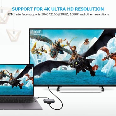 zikvik USB Type C to HDMI Hub 3 in 1 Adapter in Metal, Multi Port Dongle Type-C to USB 3.0, 4K HDMI, PD Charging Type C Port for MacBook, Chromebook, DELL,HP & Other Type C Phones & Devices