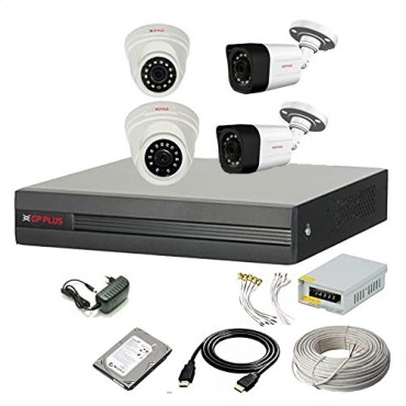 CP Plus 8 Channel HD DVR 1080p,2 Pcs Indoor 2 Pcs Outdoor Camera 2.4 MP,1 TB Hard Disk, 5m HDMI, 90 meter Wire Bundle Full Combo Set