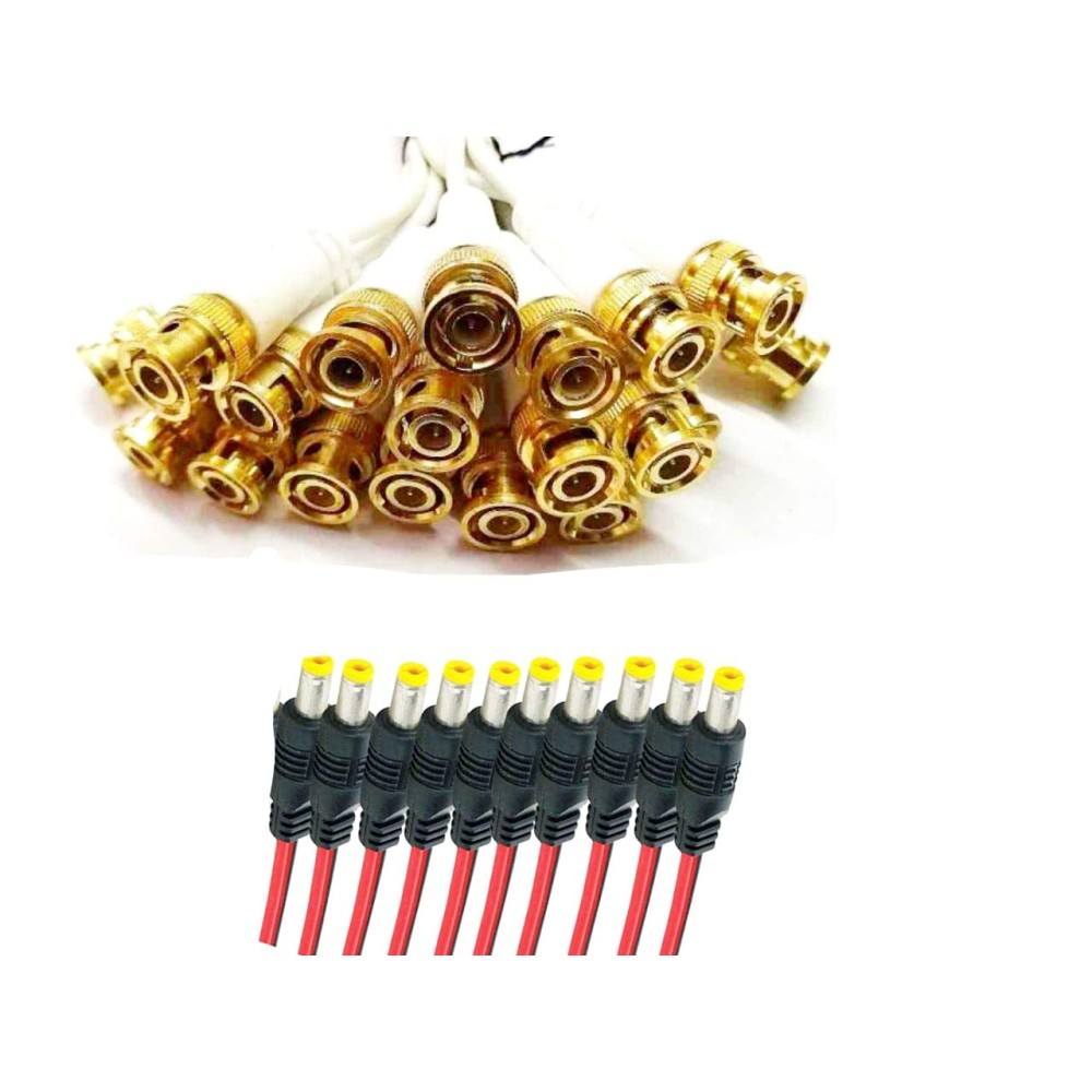 Connector Cable for CCTV Camera 50 BNC+50 DC total Pack of 100
