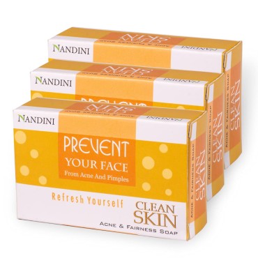 Nandini Clean Skin Acne and Fairness Soap, 75g (Pack of 3)