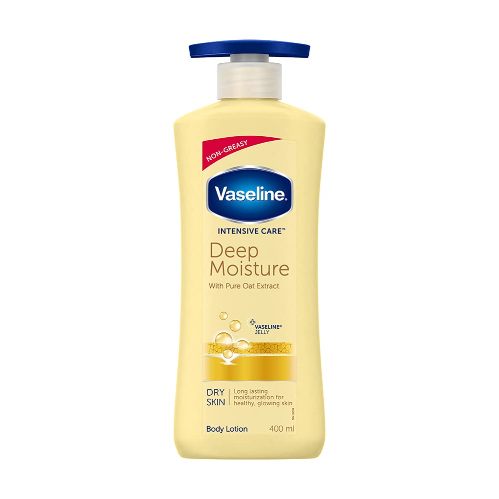 Vaseline Intensive Care Deep Moisture Nourishing Body Lotion 400 ml, Daily Moisturizer for Dry Skin, Gives Non-Greasy, Glowing Skin - For Men & Women
Vaseline Intensive Care Deep Moisture Nourishing Body Lotion 400 ml, Daily Moisturizer for Dry Skin, Gives Non-Greasy, Glowing Skin - For Men & Women