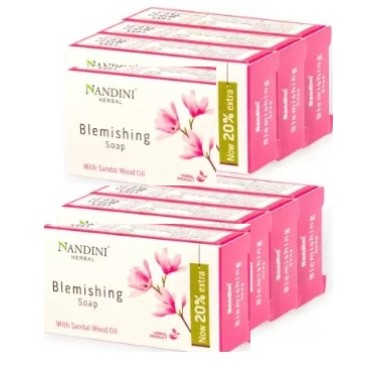 Nandini Herbal Blemishing Soap Enriched With Sandalwood Oil for Man & Women, 30gm. (Pack of 8)
