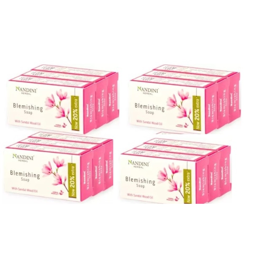 Nandini Herbal Blemishing Soap Enriched With Sandalwood Oil for Man & Women, 30gm. (Pack of 12)
