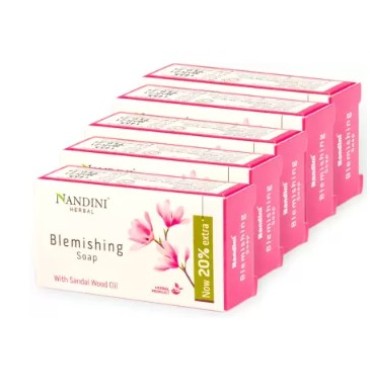 Nandini Herbal Blemishing Soap Enriched With Sandalwood Oil for Man & Women, 30gm. (Pack of 5)  (5 x 30 g)
