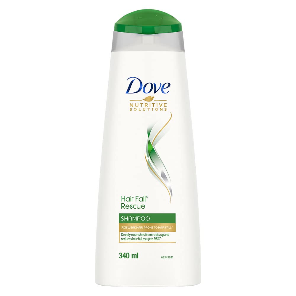 Dove Hair Fall Rescue Shampoo 340 ml, For Damaged Hair, Hair Fall Control for Thicker Hair - Mild Daily Anti Hair Fall Shampoo for Men & Women