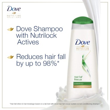 Dove Hair Fall Rescue Shampoo 340 ml, For Damaged Hair, Hair Fall Control for Thicker Hair - Mild Daily Anti Hair Fall Shampoo for Men & Women