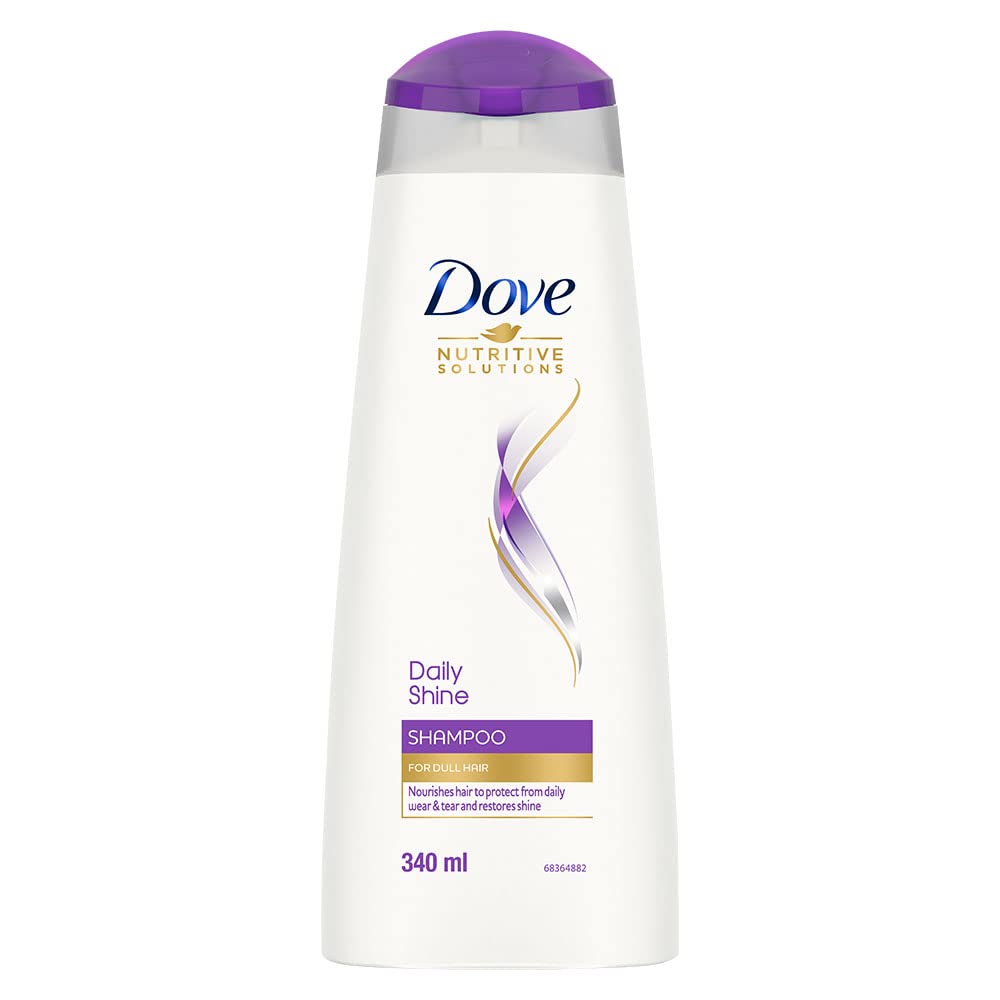 Dove Daily Shine Shampoo 340 ml, For Dry and Damaged Hair, Strengthening Shampoo Gives Smooth and Strong Hair - Mild Daily Shampoo for Men & Women