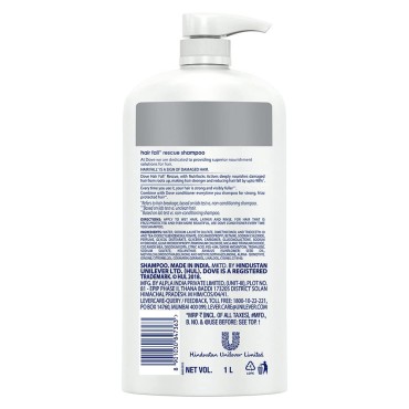 Dove Hair Fall Rescue Shampoo 1 L, For Damaged Hair, Hair Fall Control for Thicker Hair - Mild Daily Anti Hair Fall Shampoo for Men & Women