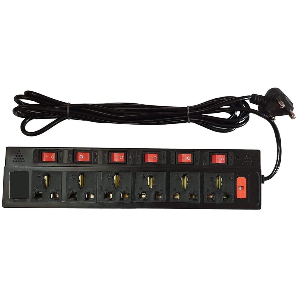 5 Meter Long Cable Electrical Surge Protection Extension Cord Board 6 + 6 Power Strip Socket
