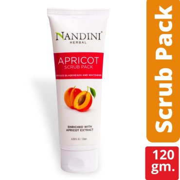 Nandini Herbal Apricot Scrub Pack Enriched with Apricot extract for Remove Blackheads & whiteheads, 120gm. (Pack of 1)