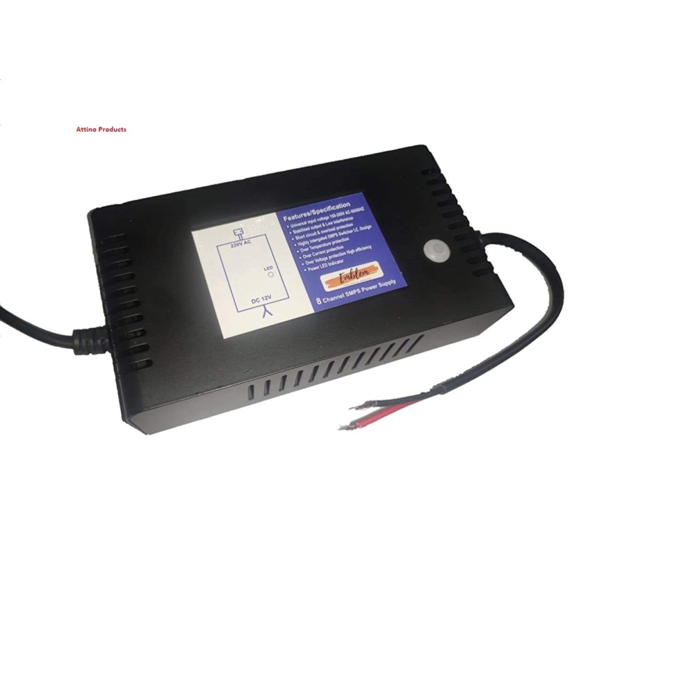 10 Amp (12VDC) 8 Channel Power Adapter Supply (SMPS) for CCTV Security Bullet, Dome Camera