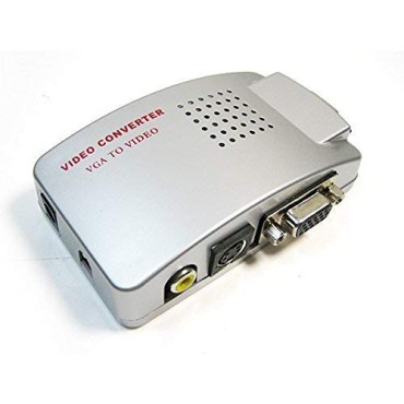 High Resolution VGA to Video TV AV Composite RCA S-Video Conversion Converter Box Adapter for Computer Laptop PC MAC Monitor to TV Projector- (Pal/Ntsc)