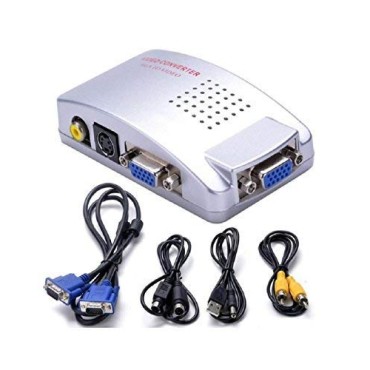 High Resolution VGA to Video TV AV Composite RCA S-Video Conversion Converter Box Adapter for Computer Laptop PC MAC Monitor to TV Projector- (Pal/Ntsc)