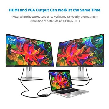 Type C to HDMI VGA Adapter USB C to HDMI (4K@60Hz) VGA (1080P@60Hz) Converter Compatible with MacBook Pro Air iPad Pro Dell XPS Surface Galaxy S21 S20 Xiaomi Notebook Ultra Spectre Zenbook
