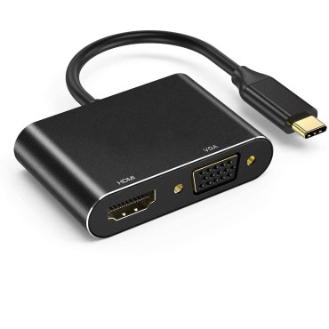 Type C to HDMI VGA Adapter USB C to HDMI (4K@60Hz) VGA (1080P@60Hz) Converter Compatible with MacBook Pro Air iPad Pro Dell XPS Surface Galaxy S21 S20 Xiaomi Notebook Ultra Spectre Zenbook
