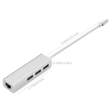 ZIKVIK Type -C 3.0 to 3 Port USB Hub + RJ45 Adapter 