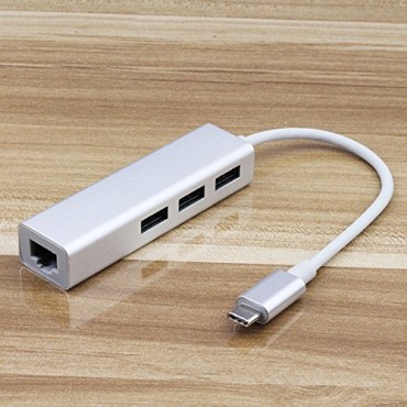 ZIKVIK Type -C 3.0 to 3 Port USB Hub + RJ45 Adapter 
