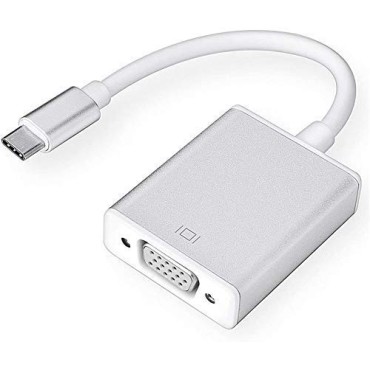 USB Type C to VGA USB 3.1 Adapter 1080P Converter for Mac Book Series, Chrome Book Pixel, Surface Book and More- Silver