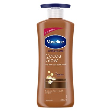 Vaseline Intensive Care 24 hr nourishing Cocoa Glow Body Lotion with Cocoa And Shea Butter, Restores Glow for all skin type - 400 ml
