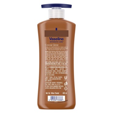 Vaseline Intensive Care 24 hr nourishing Cocoa Glow Body Lotion with Cocoa And Shea Butter, Restores Glow for all skin type - 400 ml
